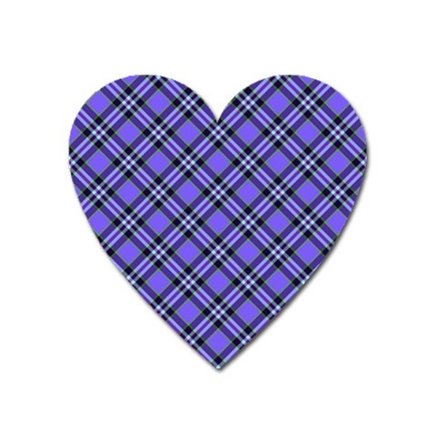 Blue Tartan Plaid 1 Diagonal Heart Magnet from ArtsNow.com Front