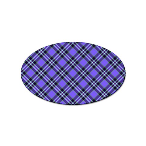 Blue Tartan Plaid 1 Diagonal Sticker Oval (10 pack) from ArtsNow.com Front