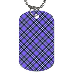 Blue Tartan Plaid 1 Diagonal Dog Tag (Two Sides) from ArtsNow.com Front