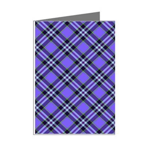 Blue Tartan Plaid 1 Diagonal Mini Greeting Cards (Pkg of 8) from ArtsNow.com Right