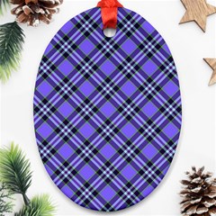 Blue Tartan Plaid 1 Diagonal Oval Ornament (Two Sides) from ArtsNow.com Front