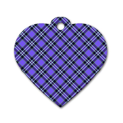 Blue Tartan Plaid 1 Diagonal Dog Tag Heart (One Side) from ArtsNow.com Front