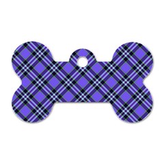 Blue Tartan Plaid 1 Diagonal Dog Tag Bone (Two Sides) from ArtsNow.com Front