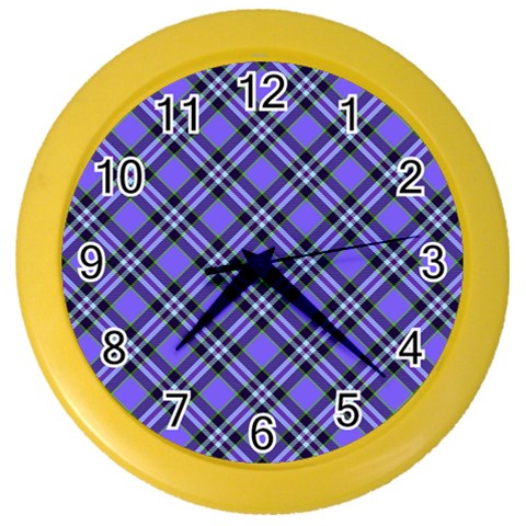 Blue Tartan Plaid 1 Diagonal Color Wall Clock from ArtsNow.com Front