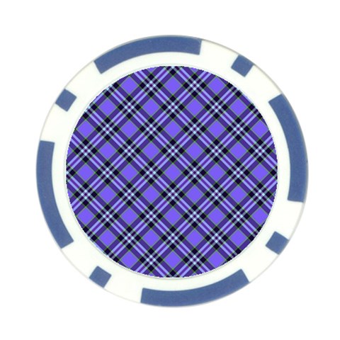 Blue Tartan Plaid 1 Diagonal Poker Chip Card Guard from ArtsNow.com Front