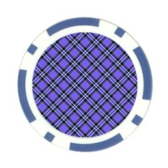 Blue Tartan Plaid 1 Diagonal Poker Chip Card Guard from ArtsNow.com Front