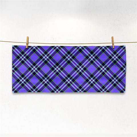 Blue Tartan Plaid 1 Diagonal Hand Towel from ArtsNow.com Front