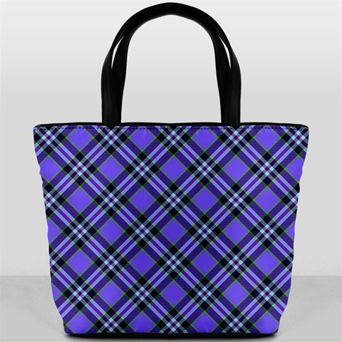 Blue Tartan Plaid 1 Diagonal Bucket Bag from ArtsNow.com Back