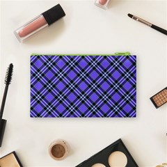 Blue Tartan Plaid 1 Diagonal Cosmetic Bag (Small) from ArtsNow.com Back