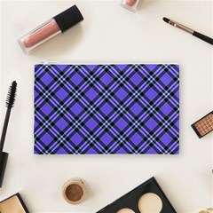 Blue Tartan Plaid 1 Diagonal Cosmetic Bag (Medium) from ArtsNow.com Front