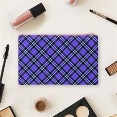 Blue Tartan Plaid 1 Diagonal Cosmetic Bag (Medium) from ArtsNow.com Back