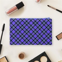 Blue Tartan Plaid 1 Diagonal Cosmetic Bag (Medium) from ArtsNow.com Back