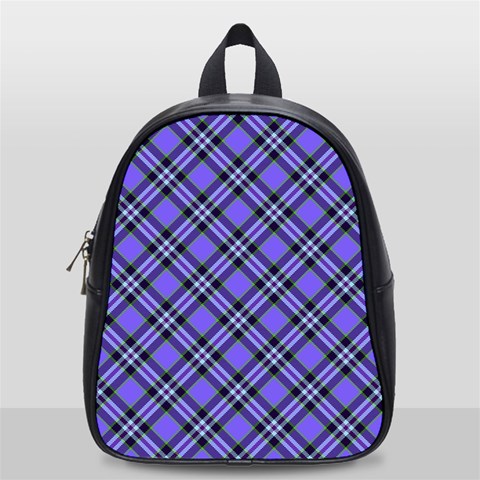 Blue Tartan Plaid 1 Diagonal School Bag (Small) from ArtsNow.com Front