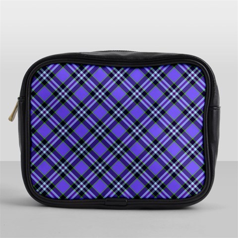 Blue Tartan Plaid 1 Diagonal Mini Toiletries Bag (One Side) from ArtsNow.com Front