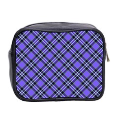 Blue Tartan Plaid 1 Diagonal Mini Toiletries Bag (Two Sides) from ArtsNow.com Back