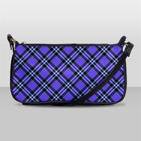 Blue Tartan Plaid 1 Diagonal Leather Shoulder Clutch Bag from ArtsNow.com Front