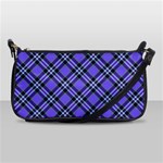 Blue Tartan Plaid 1 Diagonal Leather Shoulder Clutch Bag