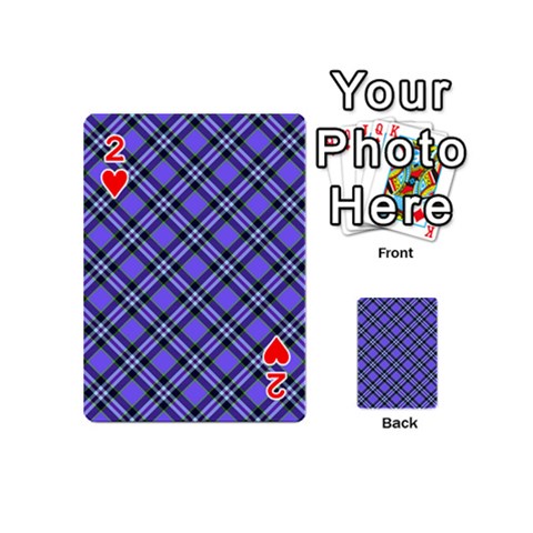 Blue Tartan Plaid 1 Diagonal Playing Cards 54 Designs (Mini) from ArtsNow.com Front - Heart2