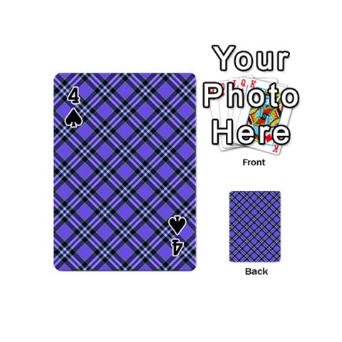 Blue Tartan Plaid 1 Diagonal Playing Cards 54 Designs (Mini) from ArtsNow.com Front - Spade4