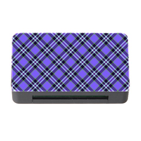 Blue Tartan Plaid 1 Diagonal Memory Card Reader with CF from ArtsNow.com Front