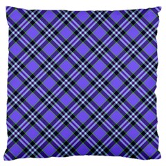 Blue Tartan Plaid 1 Diagonal Large Cushion Case (Two Sides) from ArtsNow.com Front