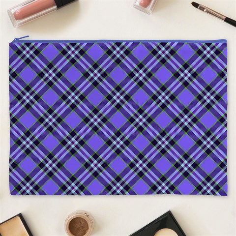 Blue Tartan Plaid 1 Diagonal Cosmetic Bag (XXXL) from ArtsNow.com Front