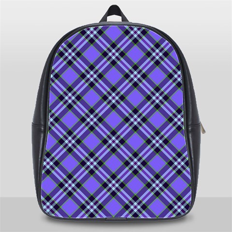 Blue Tartan Plaid 1 Diagonal School Bag (XL) from ArtsNow.com Front