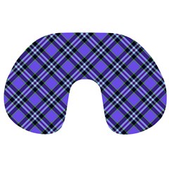 Blue Tartan Plaid 1 Diagonal Travel Neck Pillow from ArtsNow.com Front