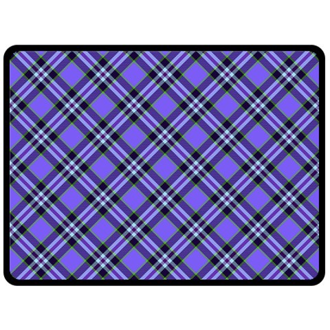 Blue Tartan Plaid 1 Diagonal Two Sides Fleece Blanket (Large) from ArtsNow.com 80 x60  Blanket Front