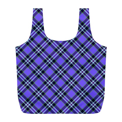 Blue Tartan Plaid 1 Diagonal Full Print Recycle Bag (L) from ArtsNow.com Back