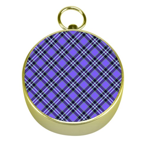 Blue Tartan Plaid 1 Diagonal Gold Compasses from ArtsNow.com Front