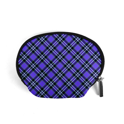 Blue Tartan Plaid 1 Diagonal Accessory Pouch (Small) from ArtsNow.com Front