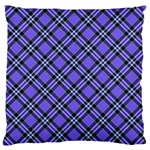 Blue Tartan Plaid 1 Diagonal Large Premium Plush Fleece Cushion Case (Two Sides)