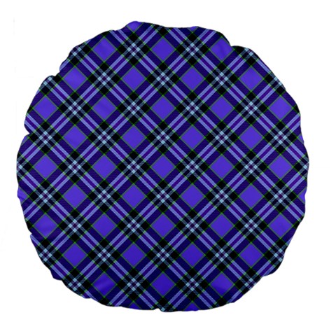 Blue Tartan Plaid 1 Diagonal Large 18  Premium Flano Round Cushions from ArtsNow.com Front