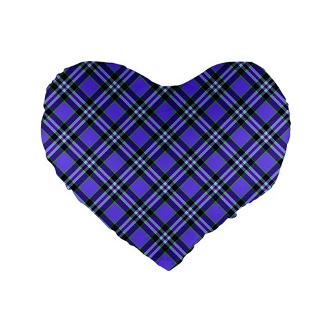 Blue Tartan Plaid 1 Diagonal Standard 16  Premium Flano Heart Shape Cushions from ArtsNow.com Front