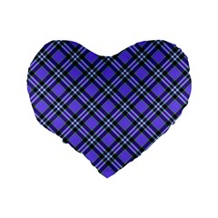 Blue Tartan Plaid 1 Diagonal Standard 16  Premium Flano Heart Shape Cushions from ArtsNow.com Back