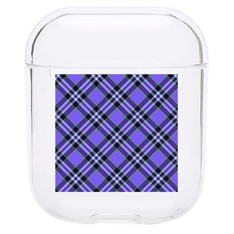 Blue Tartan Plaid 1 Diagonal Hard PC AirPods 1/2 Case from ArtsNow.com Front