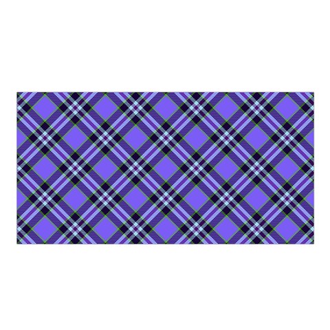 Blue Tartan Plaid 1 Diagonal Satin Shawl 45  x 80  from ArtsNow.com Front