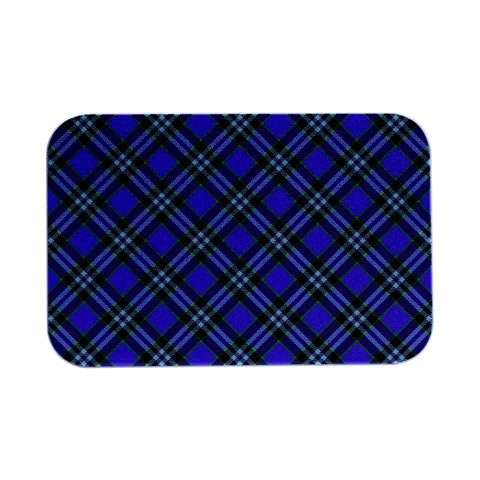 Blue Tartan Plaid 1 Diagonal Open Lid Metal Box (Silver)   from ArtsNow.com Front