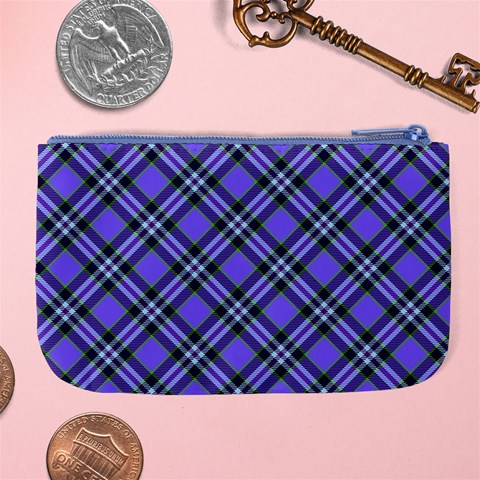 Blue Tartan Plaid 1 Diagonal Large Coin Purse from ArtsNow.com Back