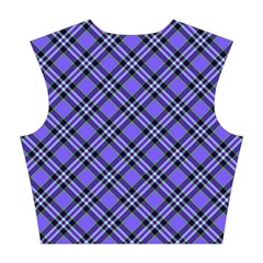 Blue Tartan Plaid 1 Diagonal Cotton Crop Top from ArtsNow.com Back