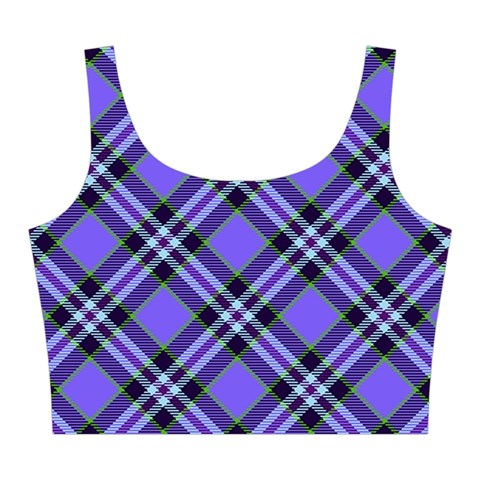 Blue Tartan Plaid 1 Diagonal Midi Sleeveless Dress from ArtsNow.com Top Front