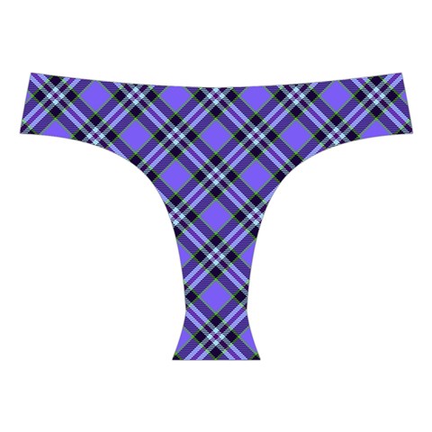 Blue Tartan Plaid 1 Diagonal Cross Back Hipster Bikini Set from ArtsNow.com Front Under