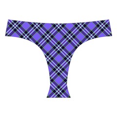 Blue Tartan Plaid 1 Diagonal Cross Back Hipster Bikini Set from ArtsNow.com Front Under