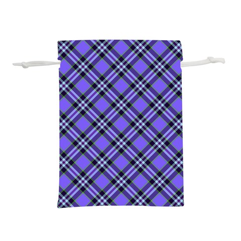 Blue Tartan Plaid 1 Diagonal Lightweight Drawstring Pouch (S) from ArtsNow.com Front