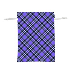 Blue Tartan Plaid 1 Diagonal Lightweight Drawstring Pouch (M) from ArtsNow.com Front