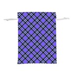 Blue Tartan Plaid 1 Diagonal Lightweight Drawstring Pouch (M)