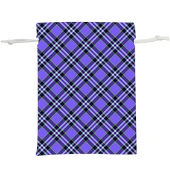 Blue Tartan Plaid 1 Diagonal Lightweight Drawstring Pouch (XL) from ArtsNow.com Front