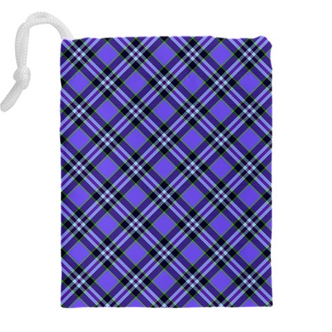 Blue Tartan Plaid 1 Diagonal Drawstring Pouch (4XL) from ArtsNow.com Back