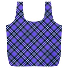 Blue Tartan Plaid 1 Diagonal Full Print Recycle Bag (XXL) from ArtsNow.com Front